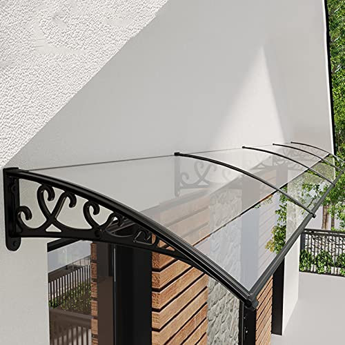 Veranda-Überdachung, Außenmarkise, Terrassenmarkisen, Moderne Türmarkise, Fenstermarkise aus Metall, Veranda-Markise, Regenschutz, Regen- und Schneeschutz, transparente Türmarkise/Schwarze H
