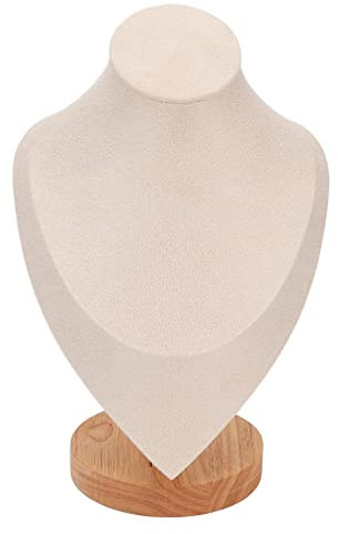 nikusaz Présentoir de collier élégant en bois, support de buste de bijoux pour la maison, magasin, salon commercial, gris, organisateur polyvalent d'affichage de chaîne de collier (Beige)