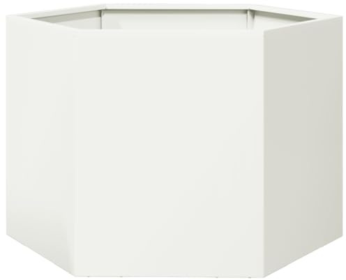 vidaXL Fioriera da Giardino Bianca Esagono 69x60x45 cm in Acciaio