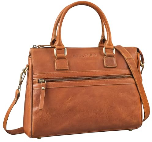 STILORD Corrine Modische Handtasche Damen Leder Mittelgroß Shopper mit Reißverschluss Henkeltasche und Schultertasche Frauen Lederhandtasche Damen Echtleder Farbe:texas - braun