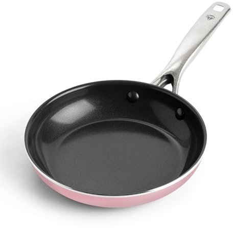 Blue Diamond 8 Diamond Infused Ceramic Nonstick Frying Pan Skillet, Pink