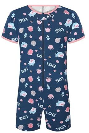 Landofgenie Herren Alloverprint Baumwoll-Onesie für Erwachsene | Kurzarm Einteiler mit Reißverschluss, Boxerschnitt und Druckknopfleiste im Schritt