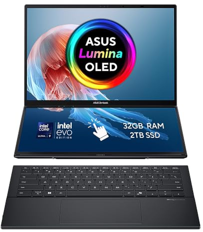 ASUS Zenbook Duo 14 OLED UX8406CA Laptop | 14.0 120Hz 3K Dual-OLED Touchscreen | Intel Core Ultra 9-285H | 32GB RAM | 2TB SSD | Detachable Keyboard | Windows 11