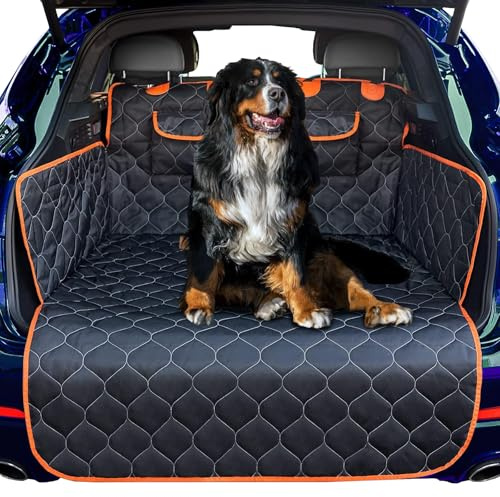 Car Boot Liner for Dogs, 600D Oxford Waterproof Boot cover for dogs | 185x105 CM Non-Slip Boot Liner with Side & Bumper Flap Protection, Easy to Clean Dog Car Cover for SUV, Estate & Hatchback