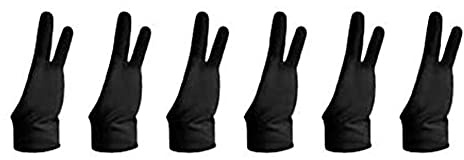 Qusedwey Two Finger Artist Glove 6PCS, Anti Smudge Drawing Glove for Graphic Tablet Painting Sketching Good (Medium)