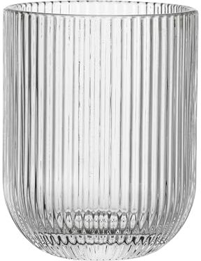 Baroni Home Set 6 pz di Bicchieri in Vetro Colorati e Decorati con Righe in Rilievo 30 CL, Bicchieri Eleganti Lavabili in Lavastoviglie, 8x8x10 cm, Trasparente