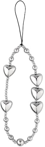 Mikovivi Handyarmbandkette, Silbernes Armband Schlüsselband Handy Anti-Verlust-Armband Damen Schlüsselanhänger Anhänger Geldbörsen Kameras Dekoration (Liebendes Herz)