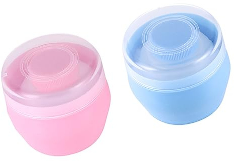 HONITANO Babypuderbehälter mit Puderquasten Satz Talkumpuder Puffbox aus Robustem Material Sichere Aufbewahrungsbox für Babykörperpuder Praktische Babypflege für Zuhause