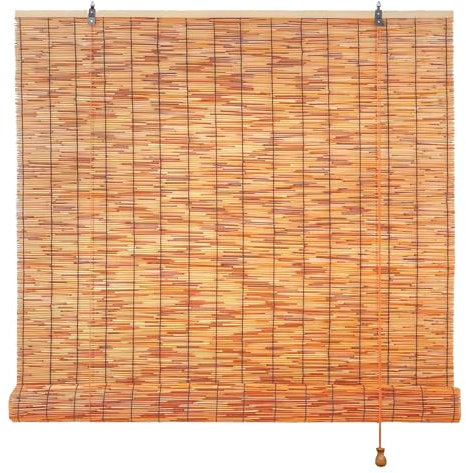 Rollo Bambus Wetterfest Balkon, Bambusrollo Ohne Bohren Fenster Sonnenschutz, Handarbeit Jalousie Holzoptik, Sichtschutz Innen Außen