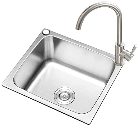 KWMAEEUID Acciaio Inossidabile Spazzolato 304, Lavello Piccolo Lavello Singolo, Lavabo per Lavastoviglie in Un Pezzo, Lavello Sottopiano, Facile da Pulire, più Confortevole/Argento/52 * 3