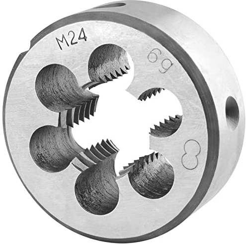 Juego de machos y terrajas, juego de machos y terrajas manuales, matriz de roscado redondo métrico M24, matriz de roscado a máquina M24 x 3,0 a derecha