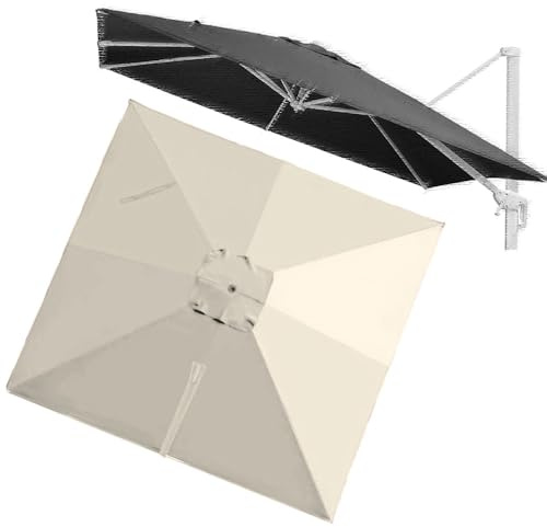 VLKLPZAHAK Toile De Rechange Parasol De Jardin Rectangulaire 400x300cm Parasol Déporté Auvent De Rechange, Tissu De Rechange 8 Baleines pour Parasol De Table Marché(Beige,4x3m (13x9.8ft))
