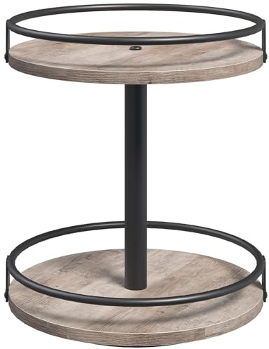 HOOBRO Gewürzregal, Küchenregal, 2-stufiger drehbarer Gewürzständer, Küchen-Organizer, Gewürzhalter, für Küchentheke, Schminktisch, Esstisch, Greige und Schwarz EBG92TL01