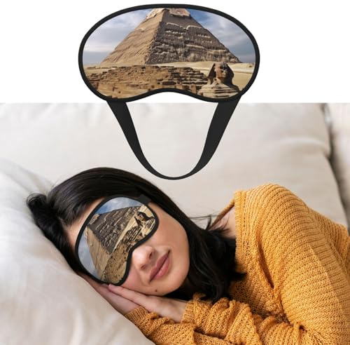 Augenmaske zum Schlafen, atmungsaktiv, lichtblockierend, Schlafmaske, Pyramiden von Ägypten, Nacht-Augenbinde, weich, bequem, Nacht-Augenschutz, Schattenabdeckung für Männer und Frauen, Augenabdeckung