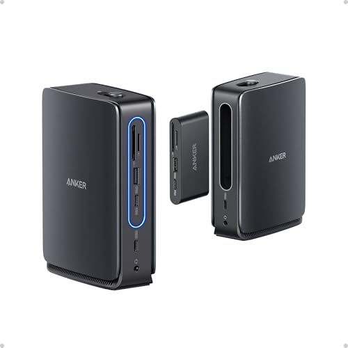 Anker Nano Station d'accueil pour Ordinateurs Portables avec Concentrateur Intégré, 13-en-1, Triple Affichage avec 2 HDMI et 1 DP, USB-C 10 GB/s, 3 USB-A, Audio, SD/TF, Ethernet, 100 W Max PD