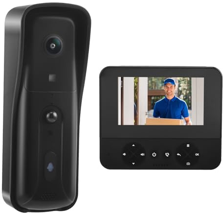 Strixorn Kabellose Türklingel Kamera mit 4,3 Monitor, 110° Infrarot-Nachtsicht & PIR-Bewegungserkennung, Industrielle Antenne (300m Reichweite), Zwei-Wege-Audio, Kein WLAN/App nötig (Schwarz)