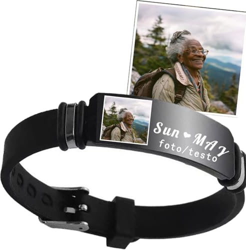 Generico Organizzatore Bracciale Con Immagine/testo/Nome,Personalizzati Bracciale in Acciaio Inossidabile Silicone San Fidanzato Il Fidanzato, Il Marito, Il Fratello, Il Papà