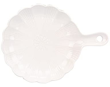 EUXHTYWP Oven Baking Dishes,Ceramic Dish Pie Pan Porcelain Bakeware Serving for Lasagna Pans Casserole Quiche Round Petal Shape, 1 Piece(White)