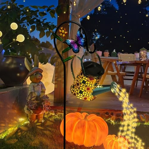 KEGAJEGA Solar Lichterkette Gießkanne mit Hirtenhaken für Außen IP65 Wasserdicht LED Giesskanne Garten Solar für Gartendekoration Balkone Terrassen Innenhöfe