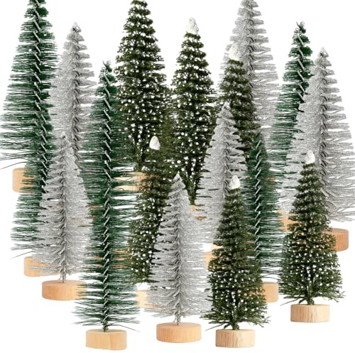 18 Pcs Mini Christmas Tree, Small Christmas Tree, Christmas Crafts, Diorama Models, Micro Scenery Landscape Architecture Trees, Plastic Winter Ornaments Tabletop Model Trees For Diy Craft Decoration