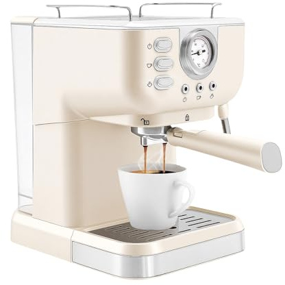 PromiseFly Macchina per caffè espresso bianco crema 1050 W semiautomatica macchina per caffè caffè per casa, ufficio, caffè e hotel