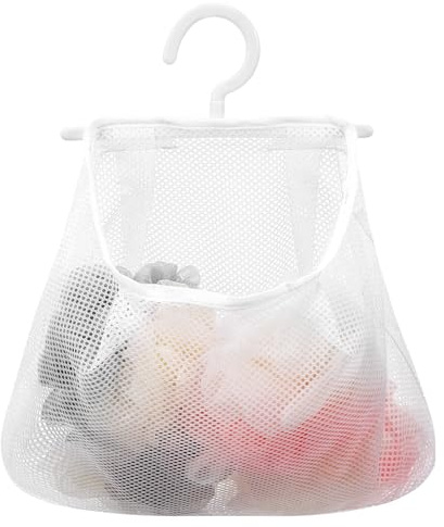 DOITOOL Hanging Mesh Clothespin Bag Breathable Organizer with Hook for Bathroom Kitchen Laundry Storage Versatile Peg Pouch for Socks Underwear Camping Gym Use