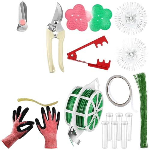 Ensemble d'outils compacts pour arrangements floraux avec arrache-épines de rose et sécateur, construction en PVC résistant à la rouille, design ergonomique pour un retrait facile des épines