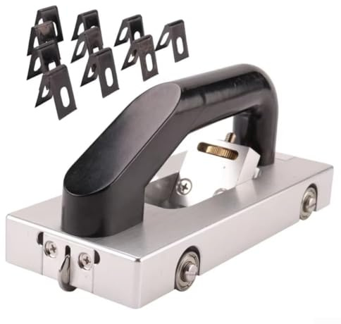 Outil de guidage de rainure de sol en PVC avec poignée en alliage d'aluminium et lame en forme de U pour une forme de rainure constante lors de l'installation (10 grandes lames)