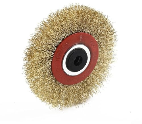 Cepillo redondo de alambre chapado en latón de 125 mm, construcción duradera de acero inoxidable chapado en cobre, garantiza un desbarbado y pulido eficaces, para B