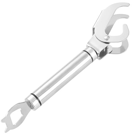Pinza para placa de cocción – 4,5 x 2,5 x 23 cm clip para cuencos, abrebotellas con una sola mano, mandíbula curvada, ajuste universal, agarre para utensilios de cocina, soporte antiescaldaduras para
