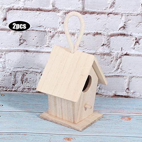 OVAQUIXI Nichoir en Bois Fait à la Main de Style Cabane en Rondins avec Bois de Platane pour Petits Oiseaux, Pinson, Perruche Canari, Décoration de Jardin, Patio