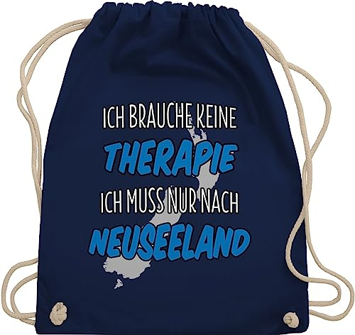 Turnbeutel Rucksack - Länder Fahnen und Flaggen - Ich brauche keine Therapie ich muss nur nach Neuseeland - Unisize - Navy Blau - geschenke country souvenir juterucksäcke urlaub beutelrucksäcke