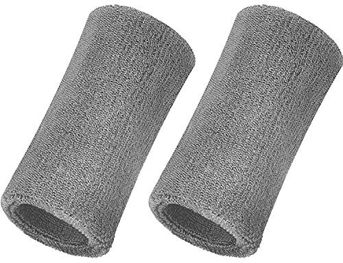 WILLBOND 6 Zoll Handgelenk Schweißband Sport Manschetten Elastische Athletische Baumwollarmband für Sport, 2 Satz (Grau)