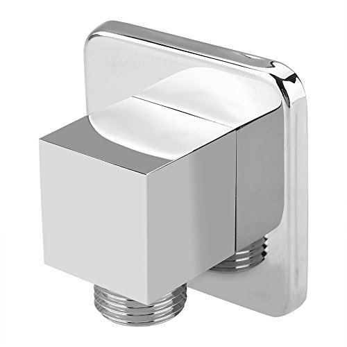 Fdit Wall Outlet Elbow, Solid Brass Shower Wall Outlet Chrome Finish Square Spray Head Elbow Wall-Mounted Angle Valve Concealed for Bathroom