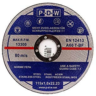 Discos de corte 100 unidades, diámetro 115 x 1,0 mm, acero inoxidable, para metal, acero, acero inoxidable, amoladora angular, disco de desbaste