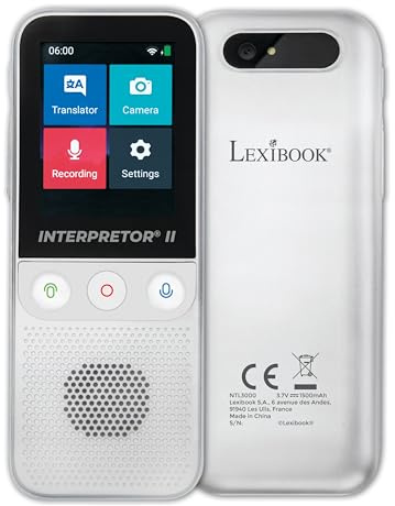 Lexibook Interpretor 3, Traducteur Vocal Instantané 137 Langues, Traduction Photo et Mémos, Traducteur Multilingue Parlant Portable Pro & Voyage, Port Écouteurs, Wi-FI et Hors-Ligne, NTL3000