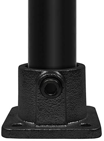 Klemp - Schwarz Boden-Flansch, Quadratische Wand-Flansch, Decken-Flansch, Stütze, Rohrverbinder, Temperguss galvanisiert, feuerverzinkt, inkl. Schrauben Typ 11BB - 26,9 mm / ¾