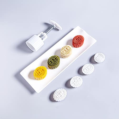 YLWX Moon Cake Molder Set, 50g Hand Moon Cake Mould, Mooncake Mold Cookie Stamps for Baking Pastry and Dessert (Shape : Oval 4 pcs)