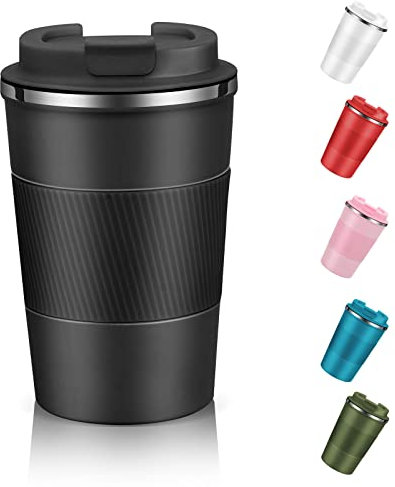 EALLEN Travel Mug with Leakproof Lid,Insulated Reusable Coffee Mug for Hot&Cold Drinks/Tea,Portable Stainless Steel Thermal Takeaway Travel Coffee Cup for Car/Outdoor/Picnic/Office/School (Black)