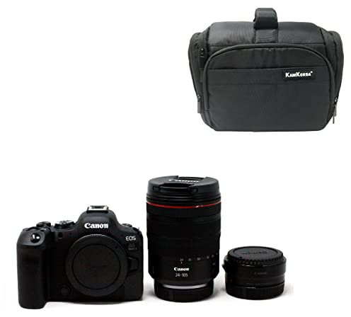 KamKorda Camera Bag + R6 Mark II Mirrorless Digital Camera Body + RF 24-105 f/4L Lens + R Mount Adapter, 24.2MP Full-Frame CMOS Sensor, 4K60 10-Bit Internal Video + 2 Year Warranty