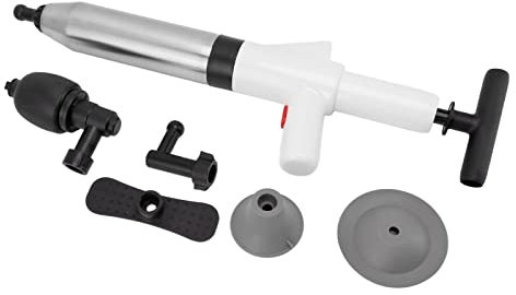 WC-Kolben, Abflussreiniger mit hohem Druck, mit Barometer, pneumatischer Toilettenreiniger, manuell, für Badezimmer, Toilette, Dusche, Küche, Schlauch, Badewanne