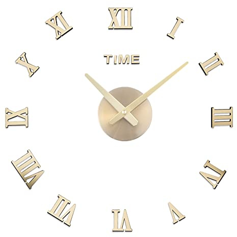 Grande Orologio da Parete Adesivo con Numeri Romani Moderno DIY Numeri Romani Orologio Silenzioso 3D Adesivo Orologio Parete Decorazione DIY Adesivo 3D Stickers Numeri Romani Orologio da Parete