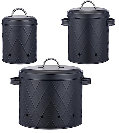 kowaku 3X Stockage de Pommes de Terre pour Garde-Manger, Ensemble de Pomme de Terre Oignon ail, Pots de Stockage de Nourriture séchée Stockage d'oignon, Noir