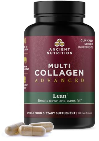 Ancient Nutrition Multi Collagen Advanced Lean with Probiotics, Hydrolyzed Collagen Peptides Supports Healthy Weight Loss and Fat Loss, 90 Count