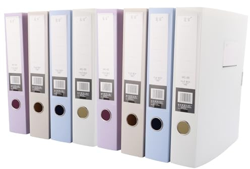ZOFUN 8 Pcs Box Files A4, Plastic Filing Box 55mm, Spine A4 Archiving Document Boxes for School Work Office Document Organisation, Blue/Purple/Grey/White