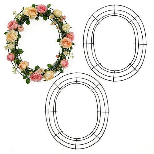 Zerodeko 3Pcs Egg Shaped Wreath Frame Iron Easter Egg Shaped Wreath Ring for Diy Making Floral Frame Hanging Spring Party Door and Wall Decor