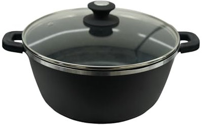 Metmann Professional - Olla de 40 cm con revestimiento antiadherente, con tapa, compatible con todo tipo de fuegos, incluyendo inducción, Greblon C2+, mangas antigolpes, apto para lavavajillas