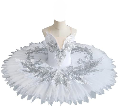 GeRRiT Ballet Blanco Tutú Lago de los Cisnes Panqueque Bailarina Fiesta Trajes De Baile Niñas Mujeres Adultos Niños Vestido De Ballet Profesional,Blanco,150