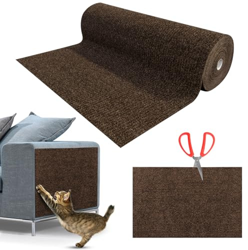 Kratzmatte Selbstklebend für Katzen - Kratzfestes Sofa, Wiederverwendbar Kratzteppich für Wand, DIY 40 * 200cm Braun