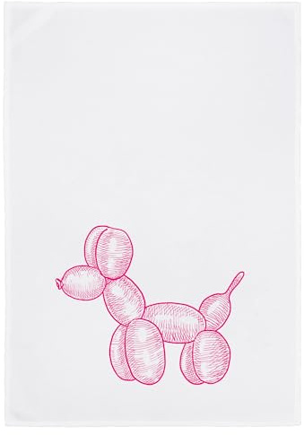 17;30 HOME Geschirrtuch, Humorvolles Design, 100% Baumwolle, Balloon Dog-Motiv, umweltfreundlich, weiß, 50x70 cm